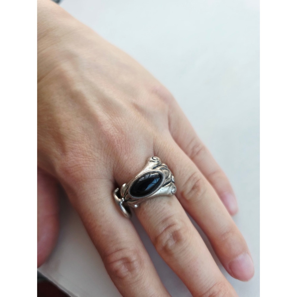Amy Khan Russell AKR Sterling Silver Black Onyx Convertible Ring Pendant 6.75